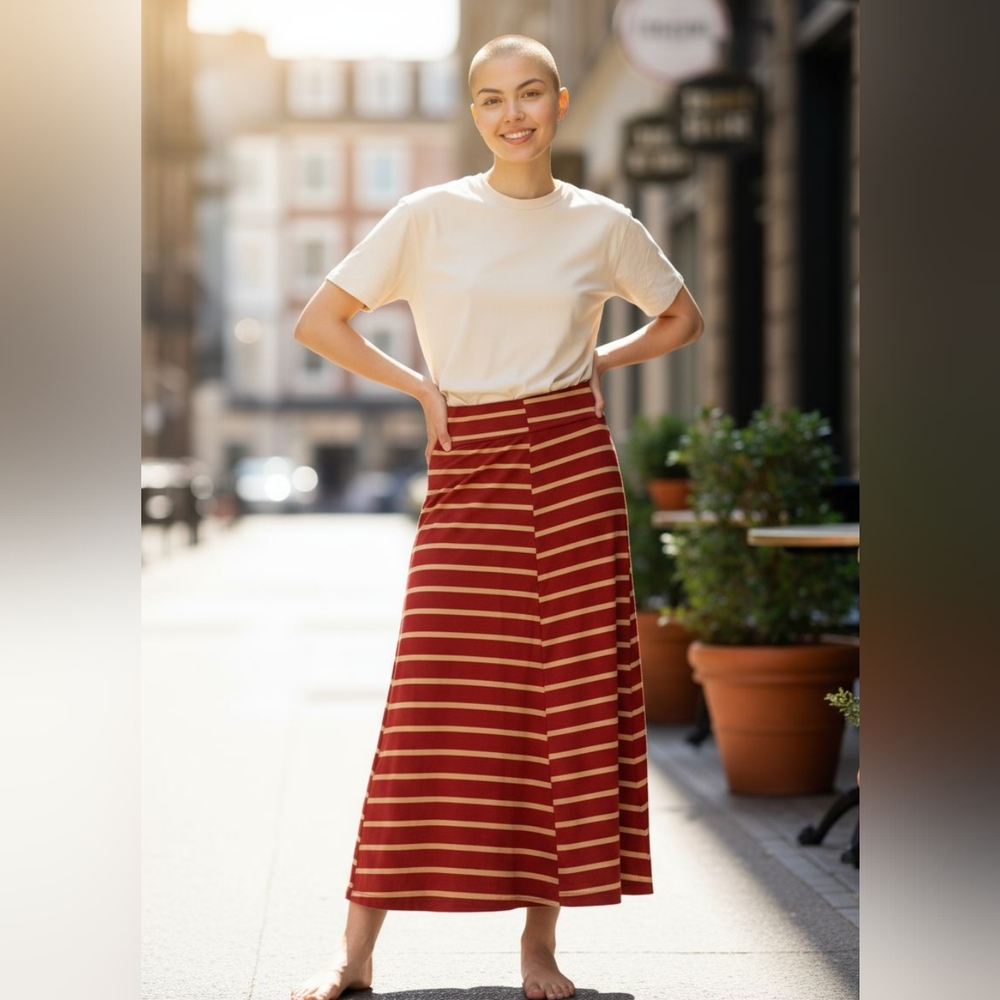 DNA Couture plus size 3x (more like a 16) Maxi Skirt Red/Tan Type‎ 3 NWOT